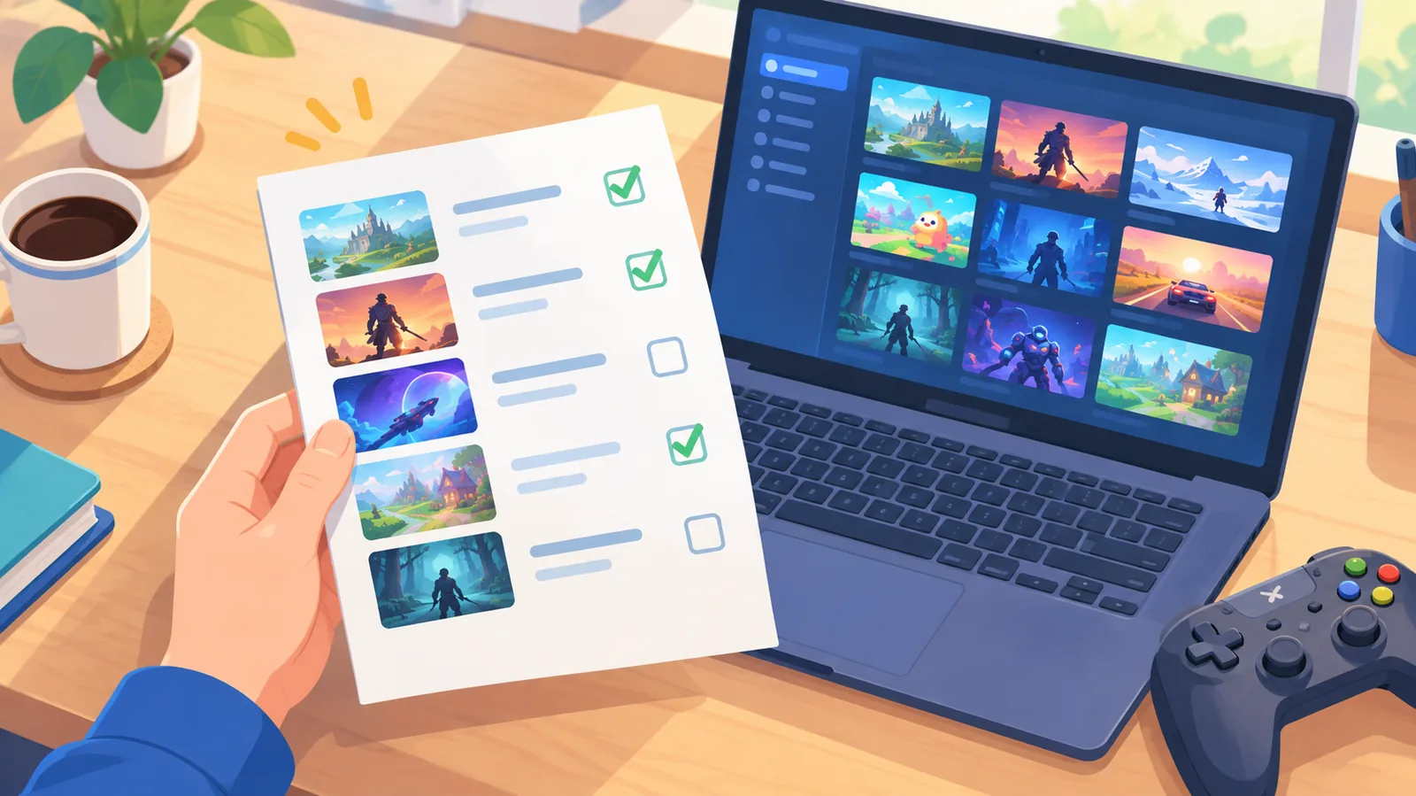 Senarai semak kriteria memilih game di sebelah komputer riba