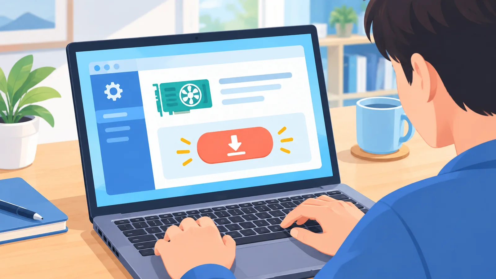 Panel kawalan grafik dengan pilihan kemas kini pemacu