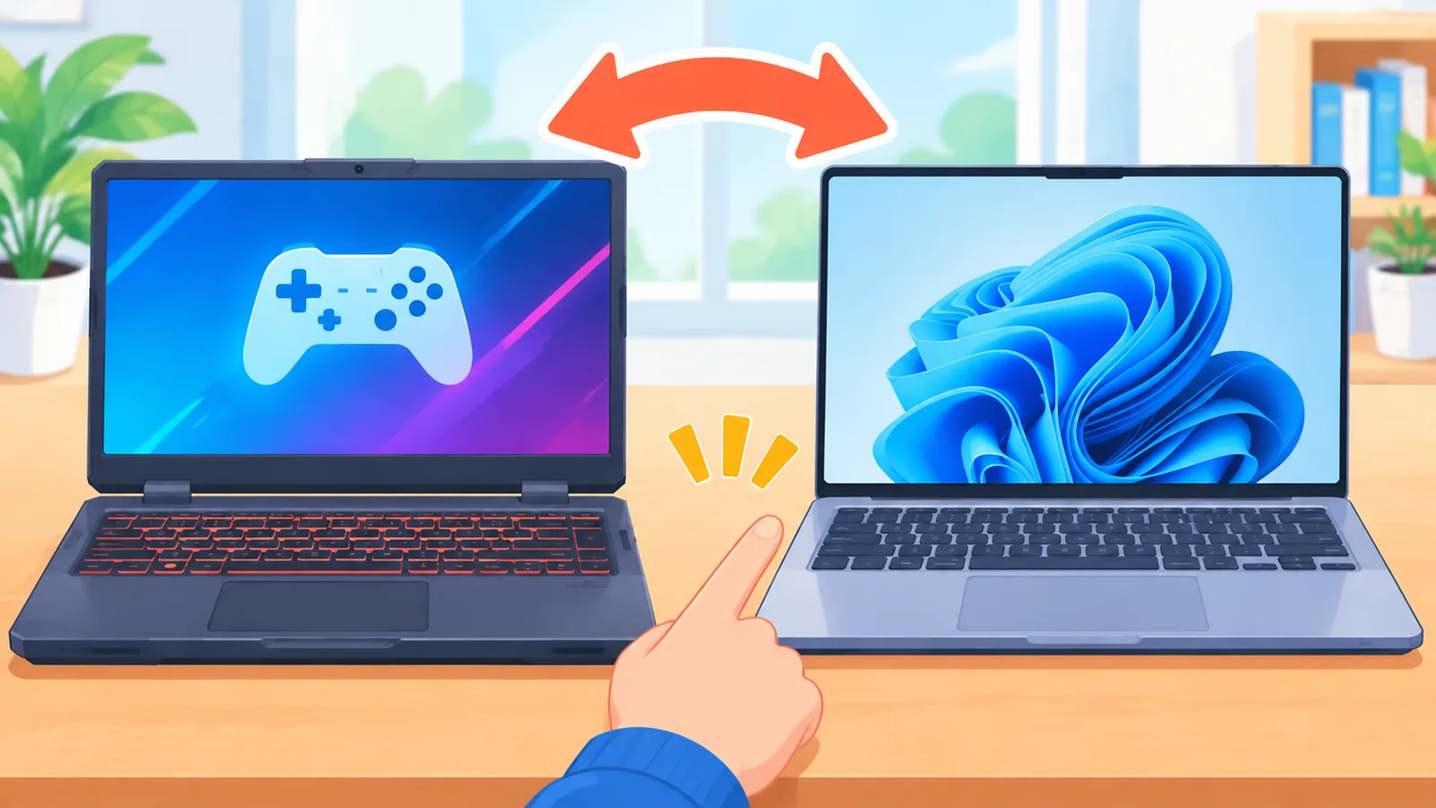 Dua laptop bersebelahan untuk dibandingkan