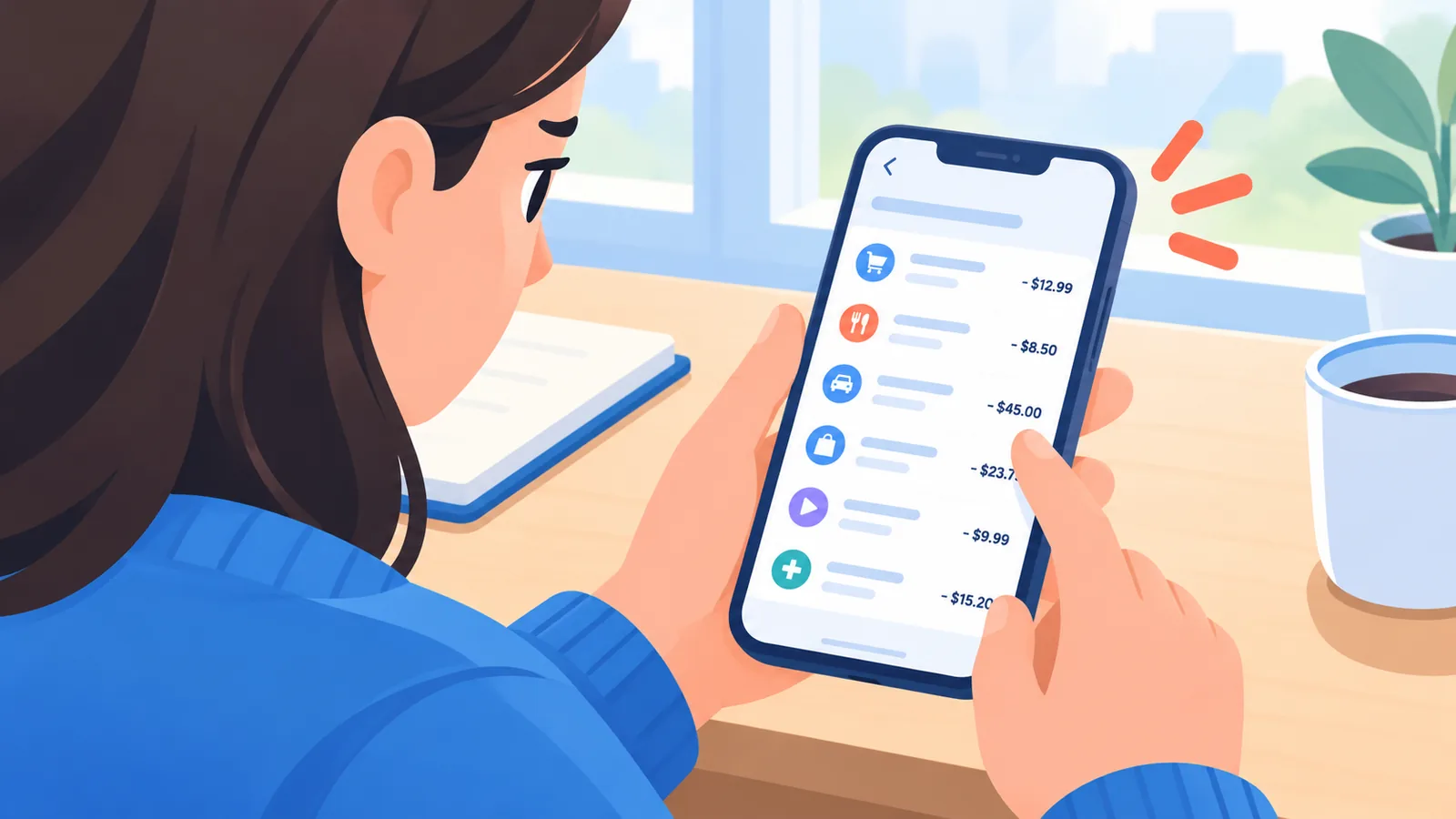 Pengguna menyemak rekod aktiviti akaun di telefon
