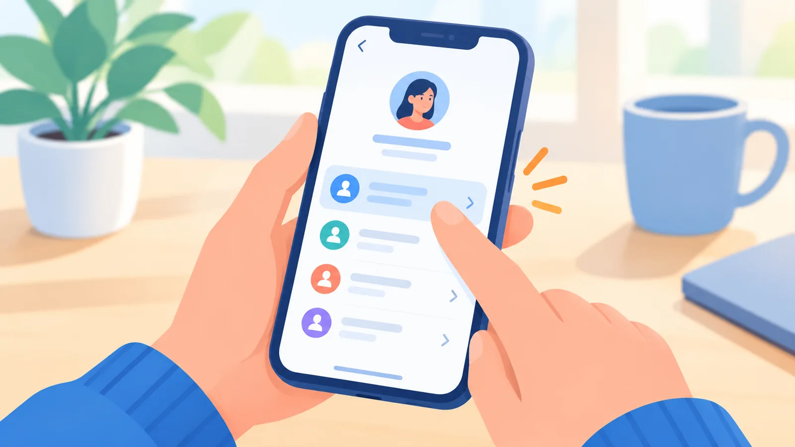 Jari membuka profil dan mencari pilihan log aktiviti