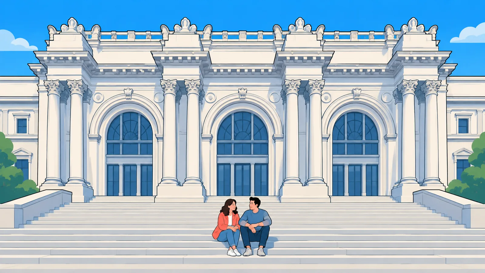 Bahagian hadapan sebuah muzium besar di Fifth Avenue, New York