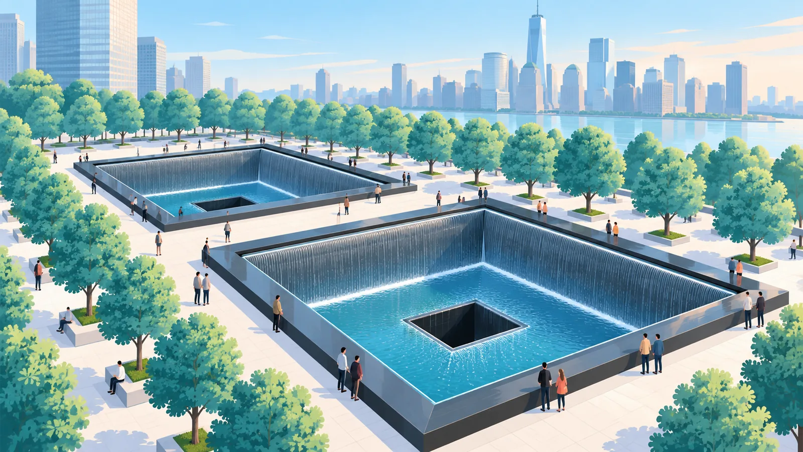 Kolam peringatan di Lower Manhattan