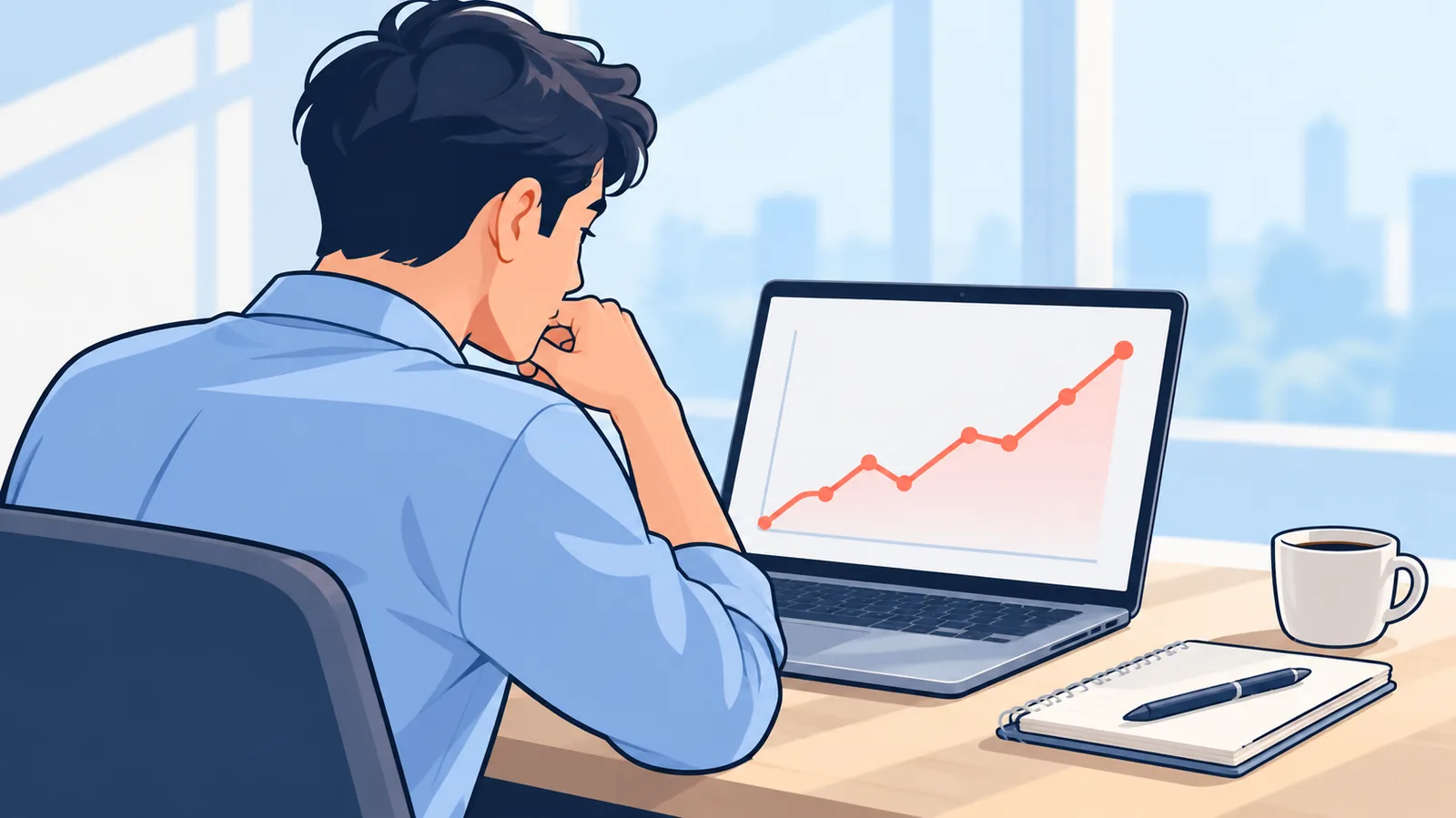 Pelabur muda Malaysia membaca maklumat ETF di komputer riba