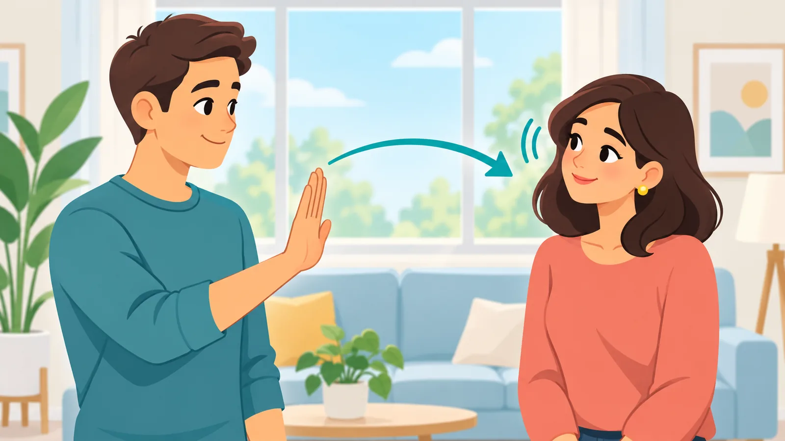 Pasangan menghormati sempadan dengan gerak tangan lembut