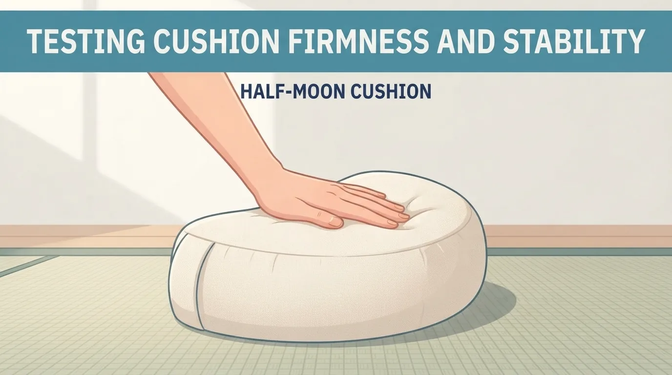 Tangan menekan bantal separuh bulan untuk menguji kestabilan