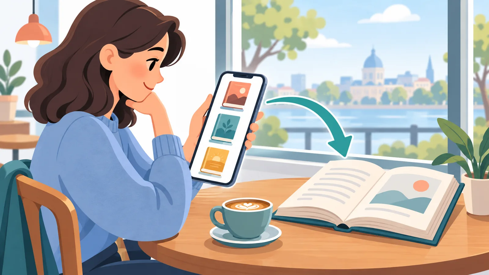 Pembaca membandingkan senarai di telefon dan buku