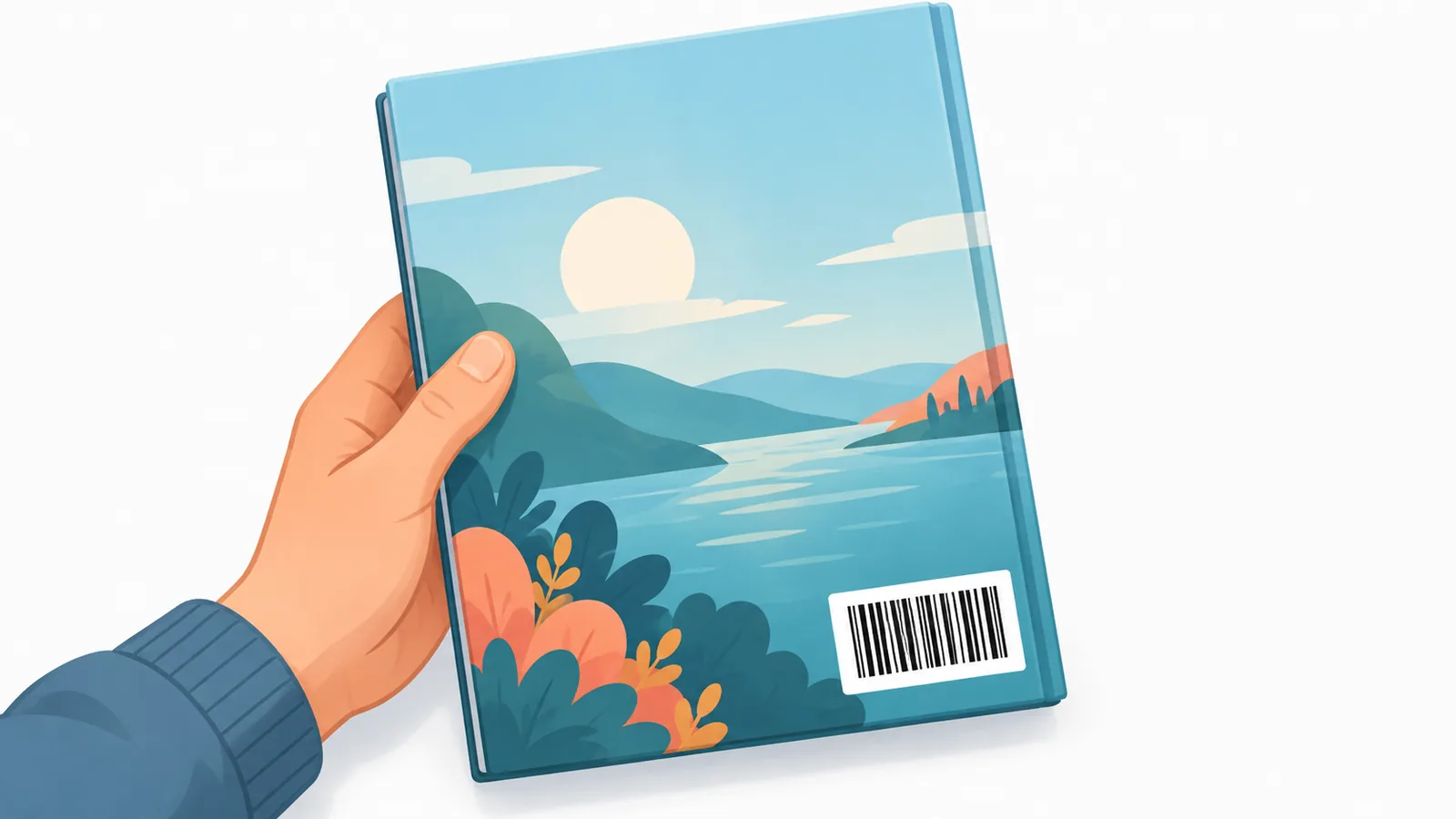 Tangan menyemak ISBN di belakang buku