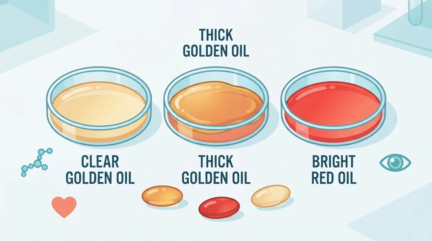 Tiga jenis minyak omega 3 dalam hidangan kaca kecil bersama kapsul