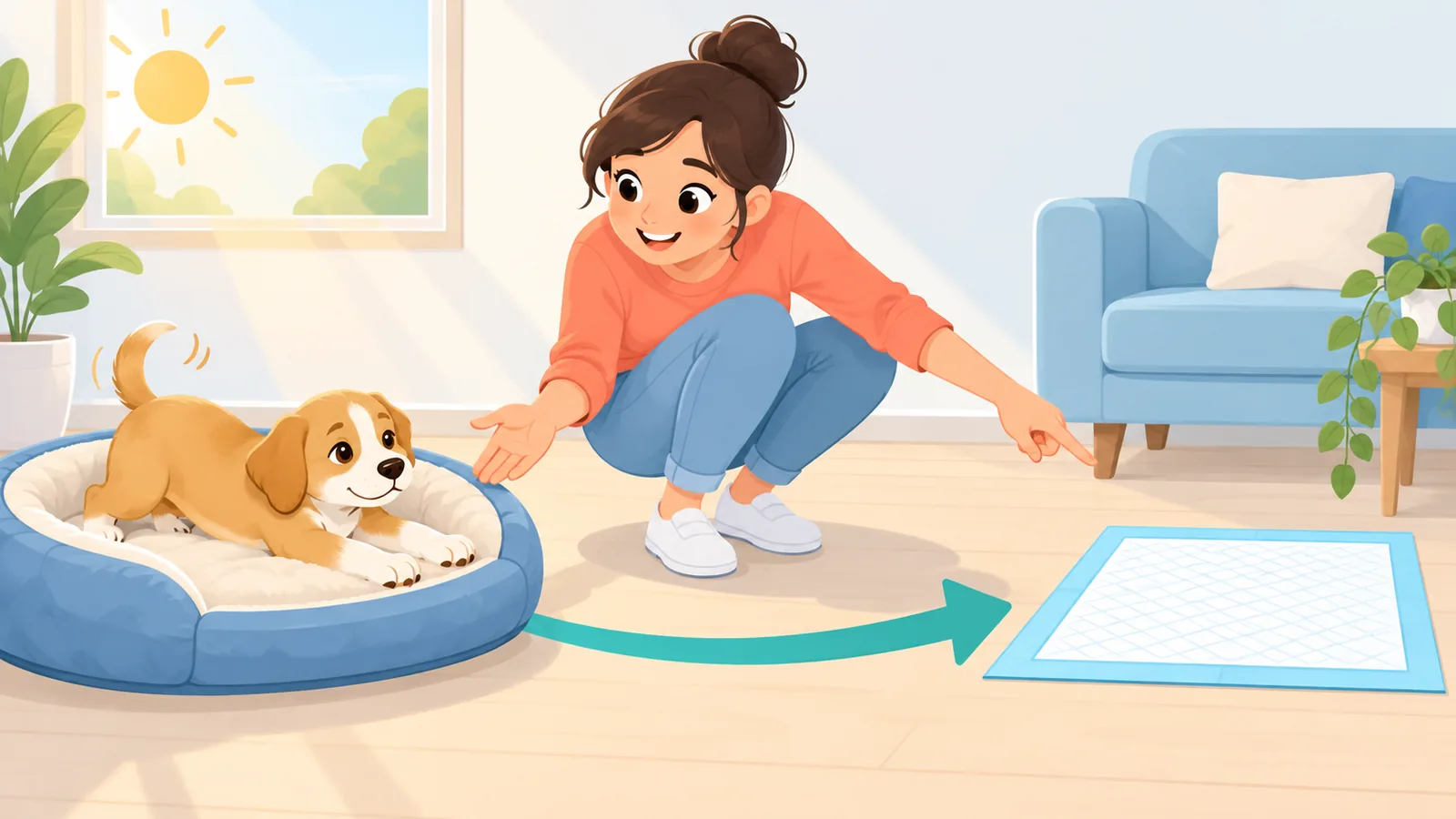 Anak anjing baru bangun tidur dan sedia dibawa ke pad