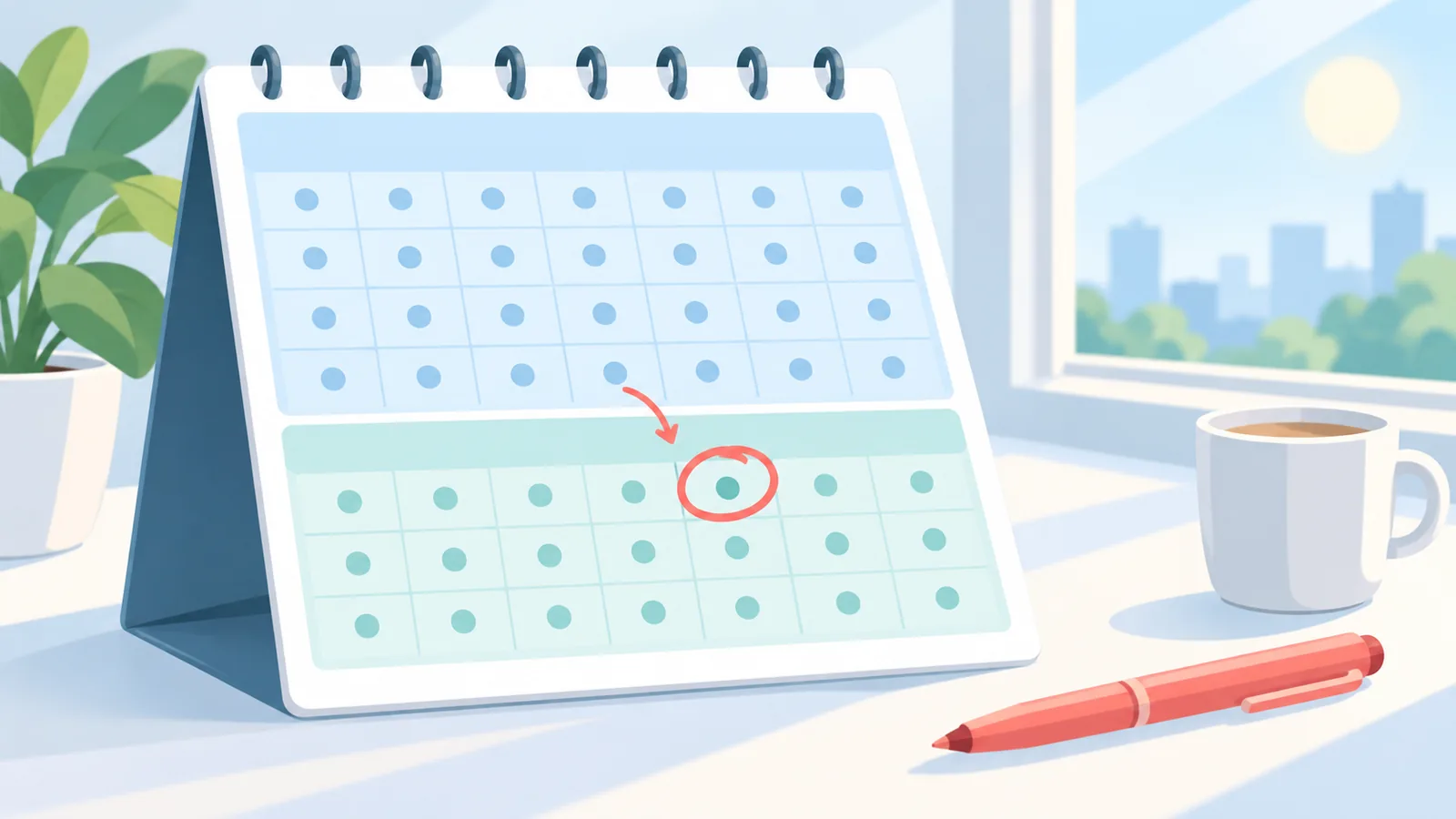Halaman kalendar Januari dan Februari dengan satu tarikh dibulatkan