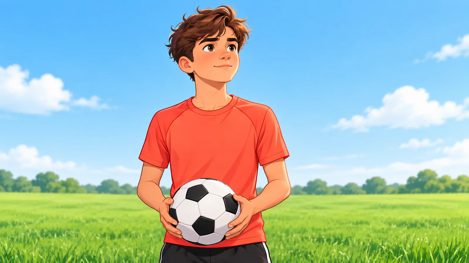 Pemula memegang bola sepak bersedia untuk berlatih juggling
