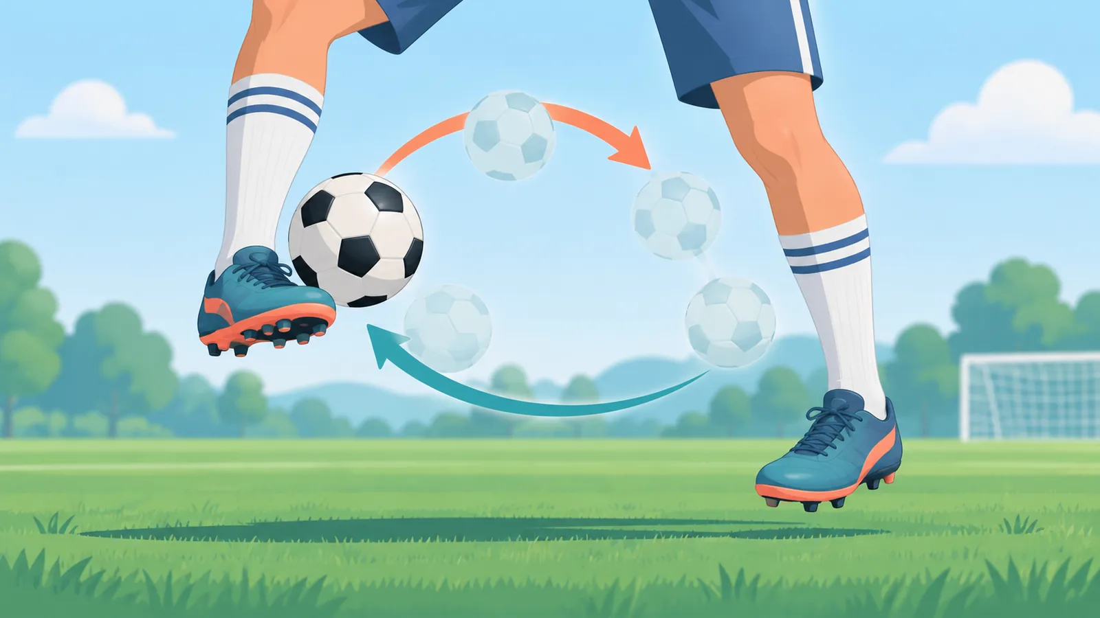 Juggling bola secara bergilir dengan kaki kanan dan kaki kiri