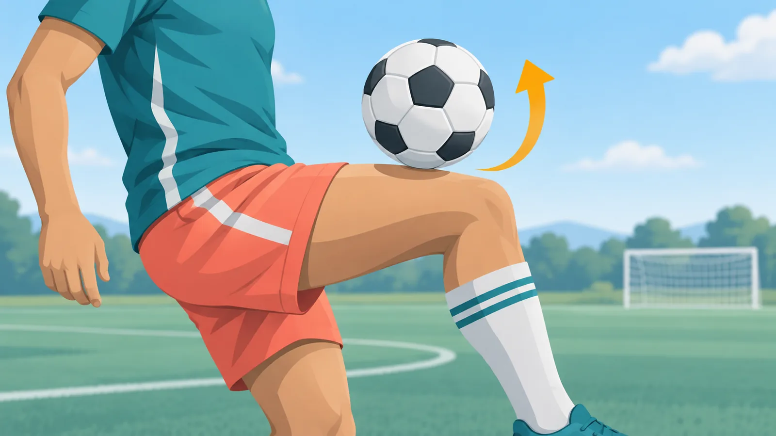 Latihan juggling menggunakan peha