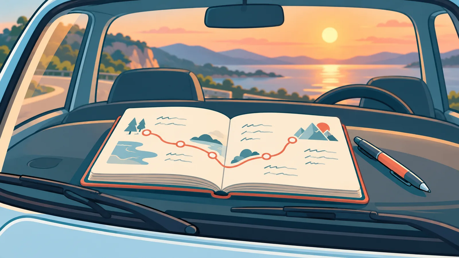 Buku log perjalanan di atas papan pemuka kereta