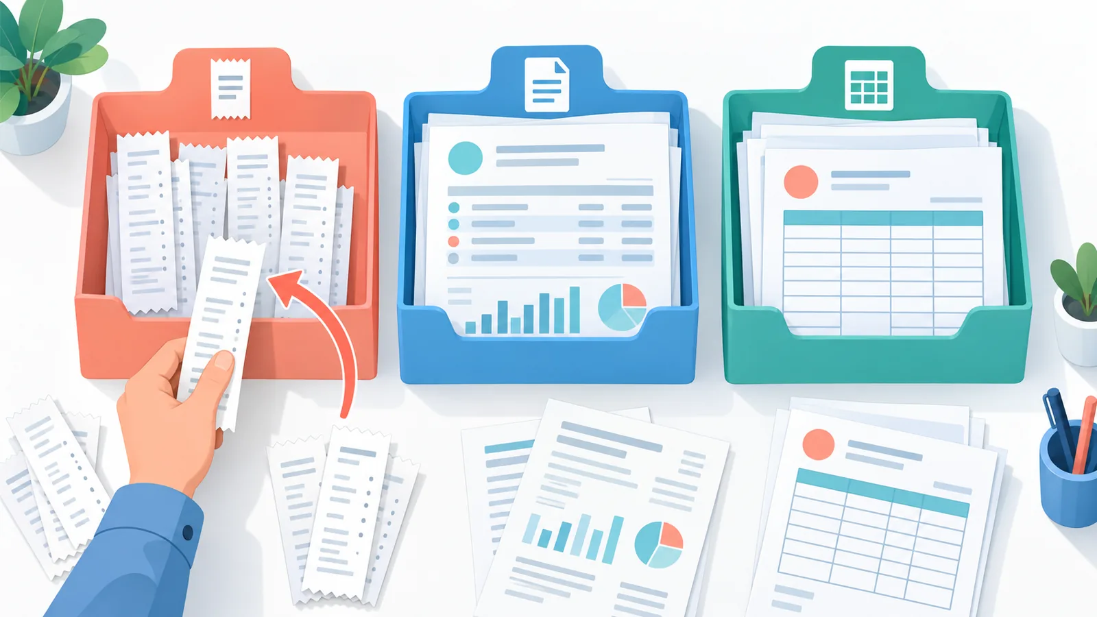 Folder berlabel berisi resit dan penyata bank