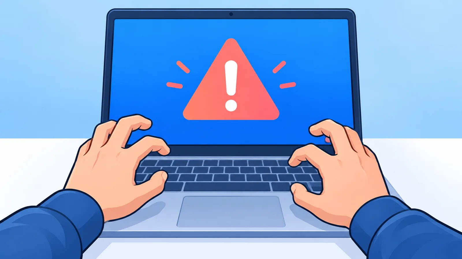 Komputer riba memaparkan skrin ralat permulaan Windows