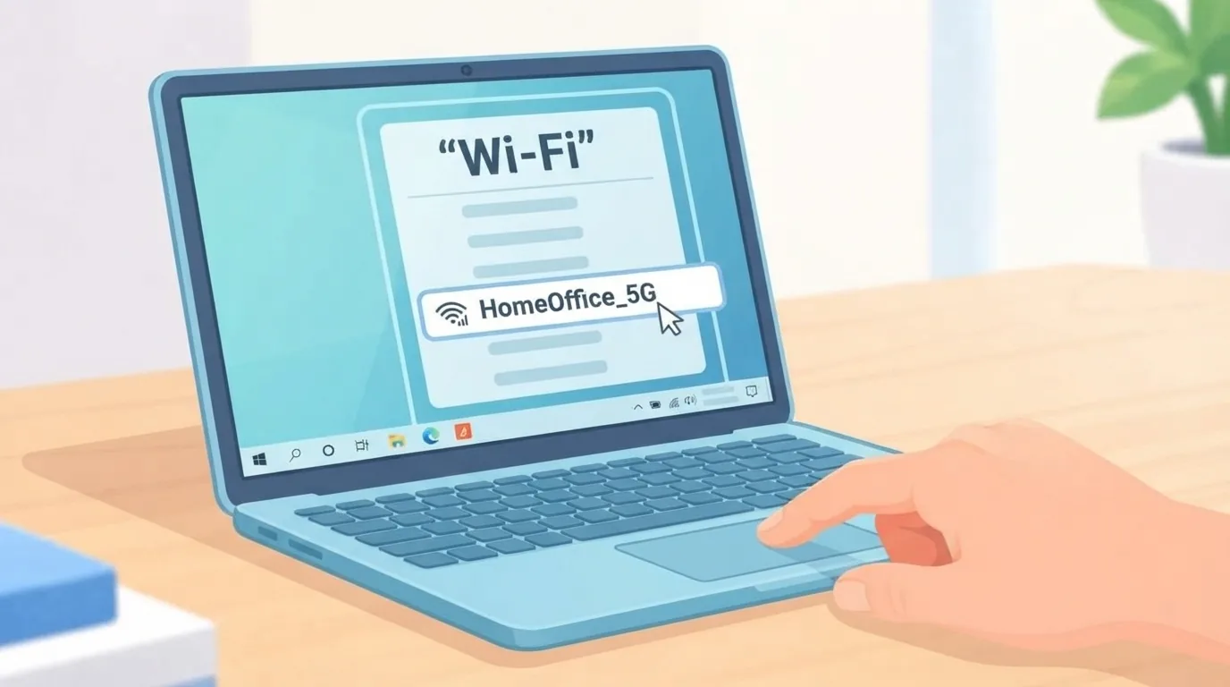 Senarai rangkaian Wi-Fi pada komputer riba Windows