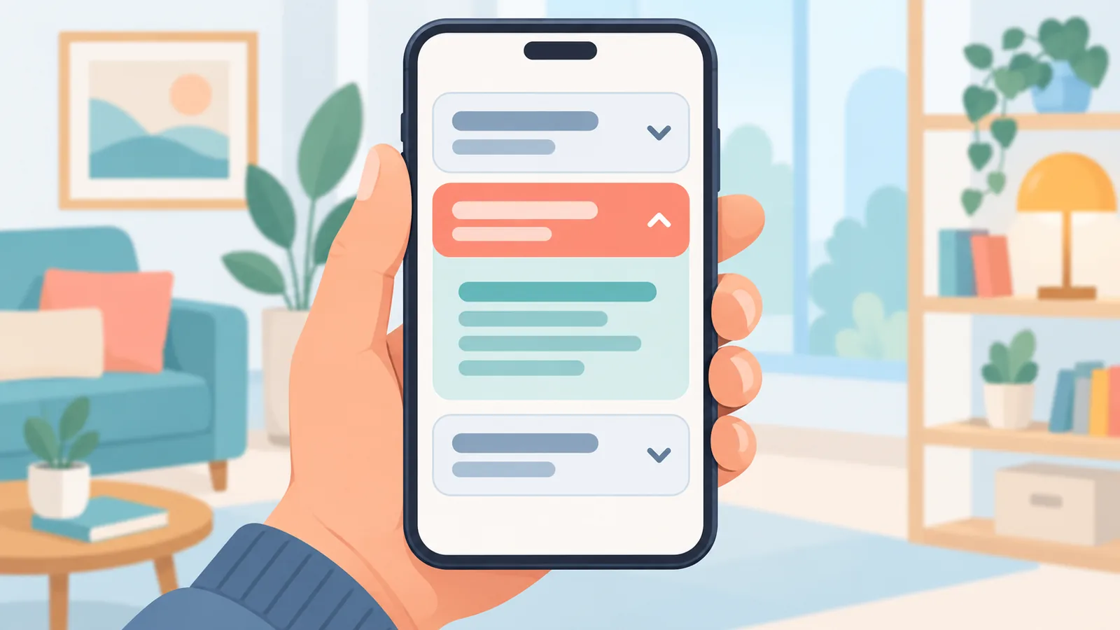 Papan soalan dan jawapan pada skrin telefon