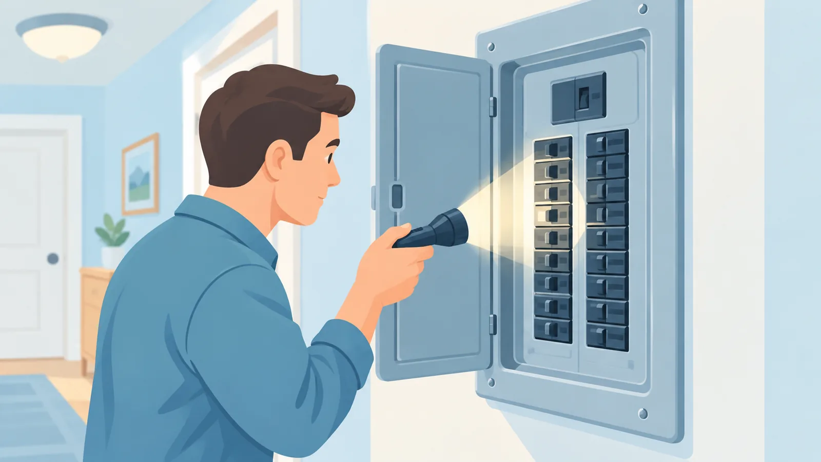 Memeriksa panel elektrik selepas ujian