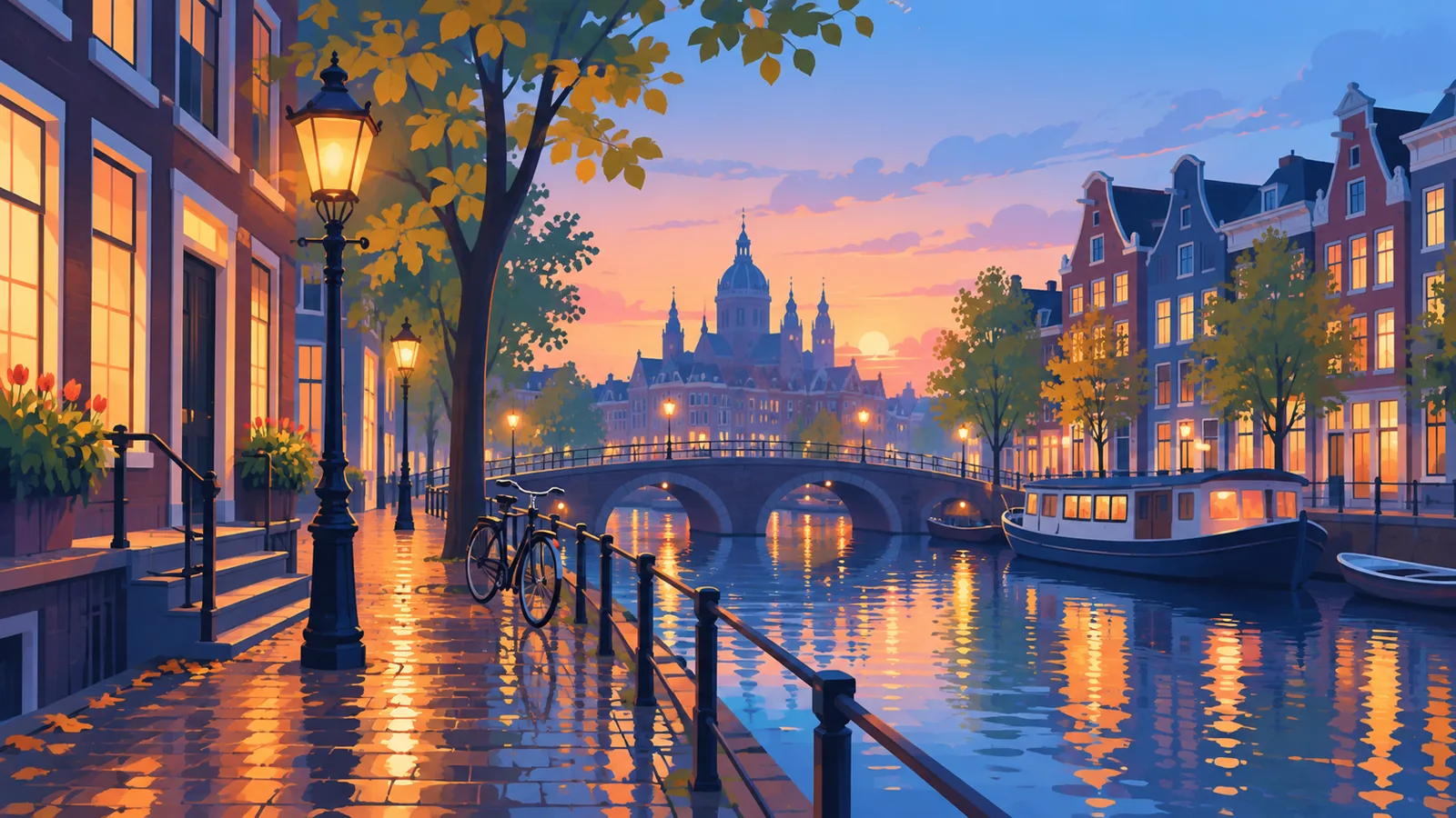 Een Nederlandse gracht in de avond als sfeerbeeld bij een misdaaddrama