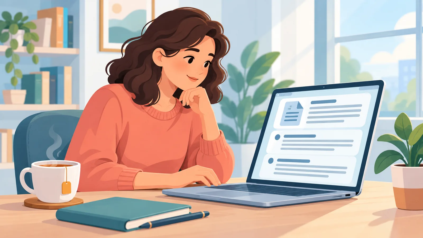 Persoon die gebruiksvoorwaarden leest op een laptop