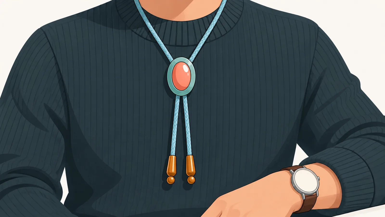 Bolo tie als blikvanger met sobere sieraden