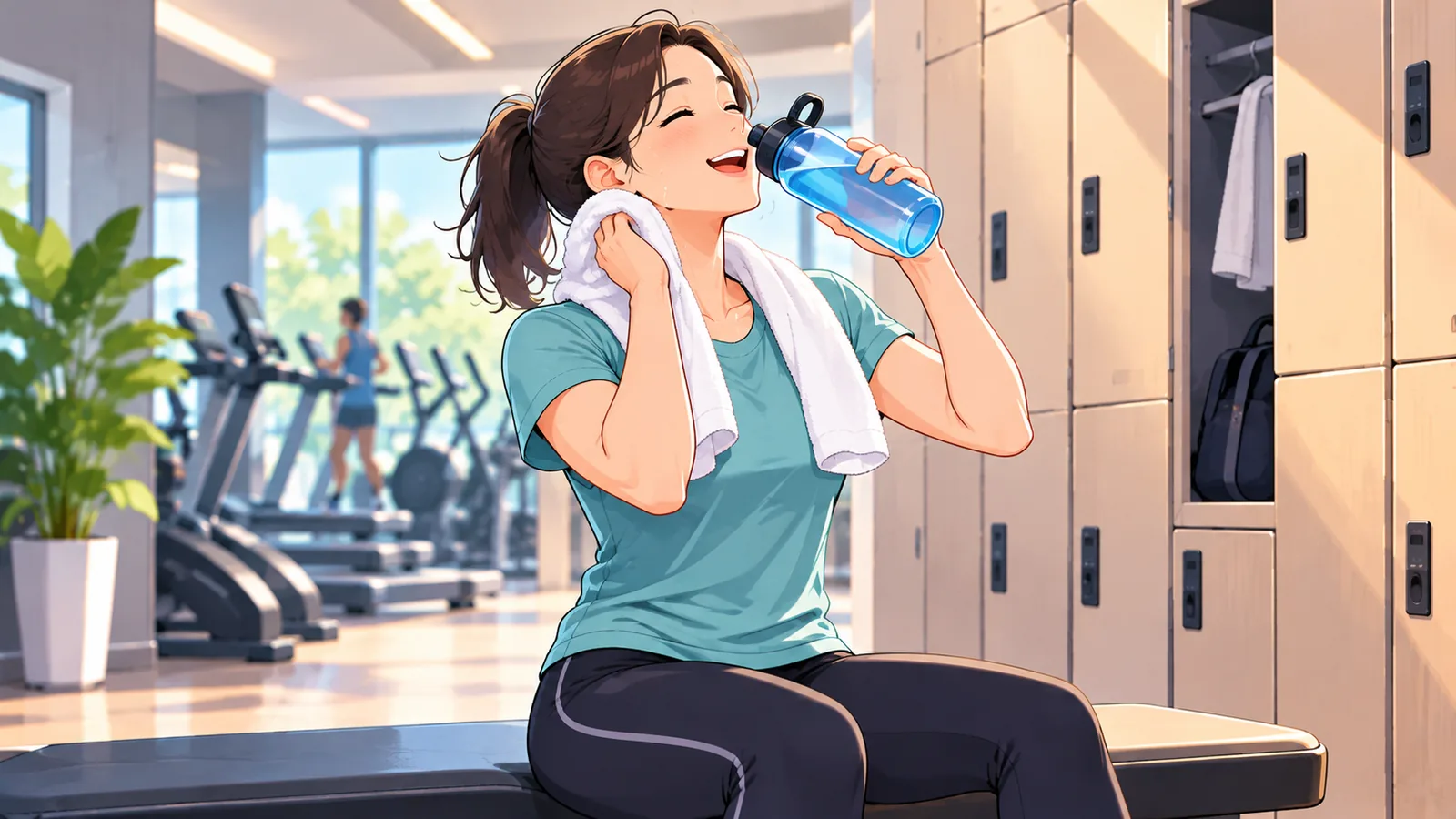 Sporter drinkt water na een cardiotraining