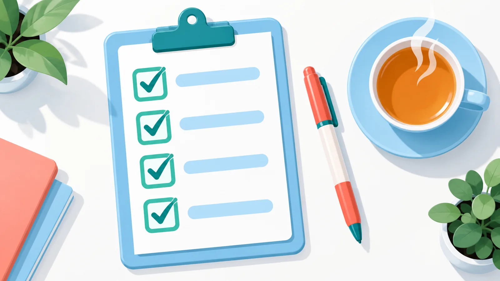Klembord met afgevinkte checklist