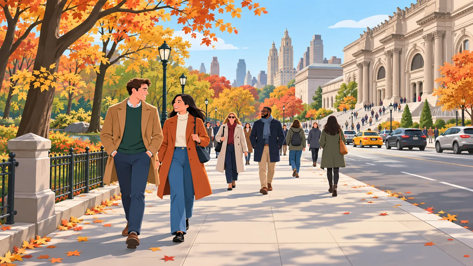 Wandelaars langs Central Park en de Museum Mile