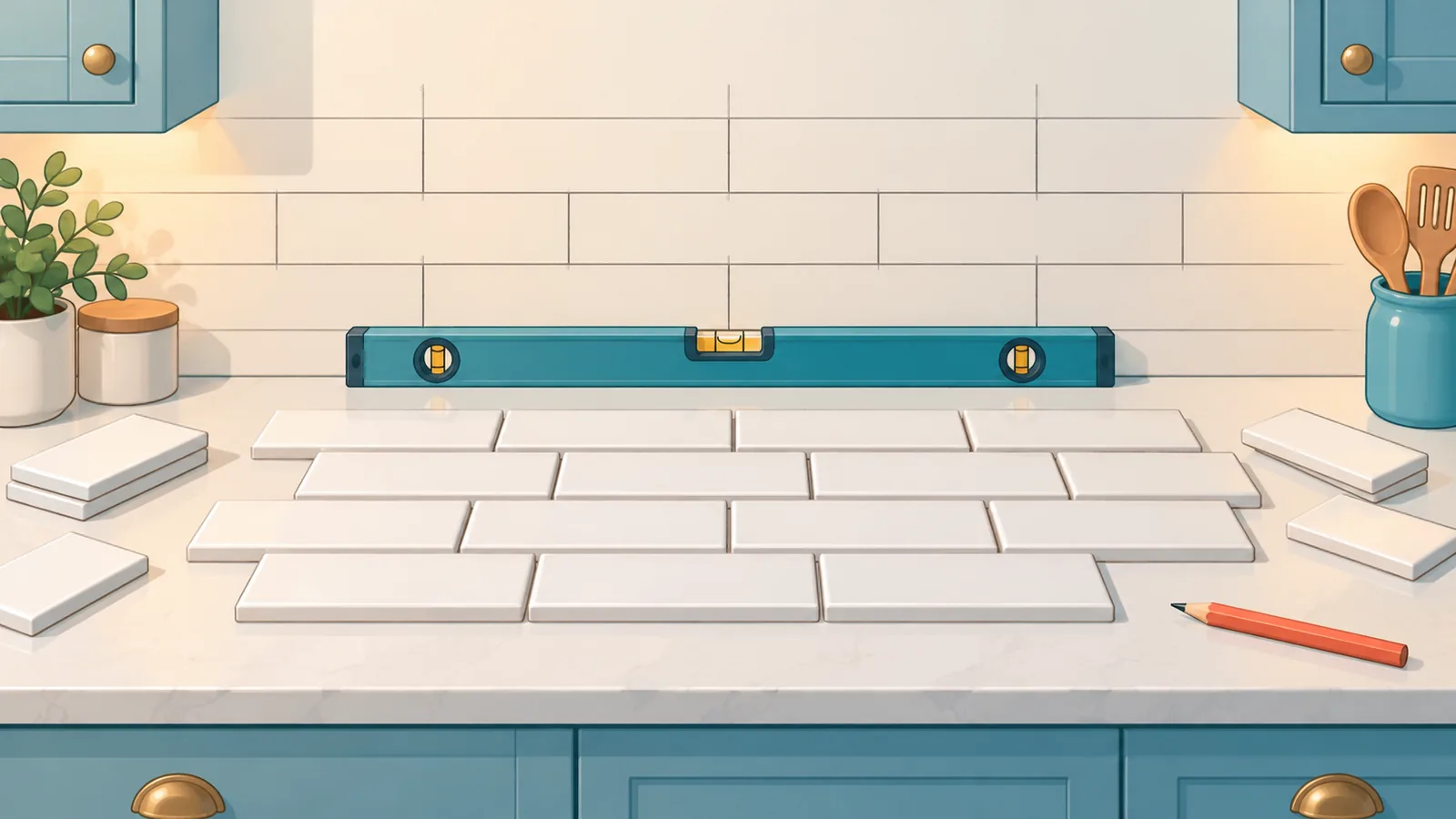 Metrotegels droog uitgelegd met hulplijnen en waterpas