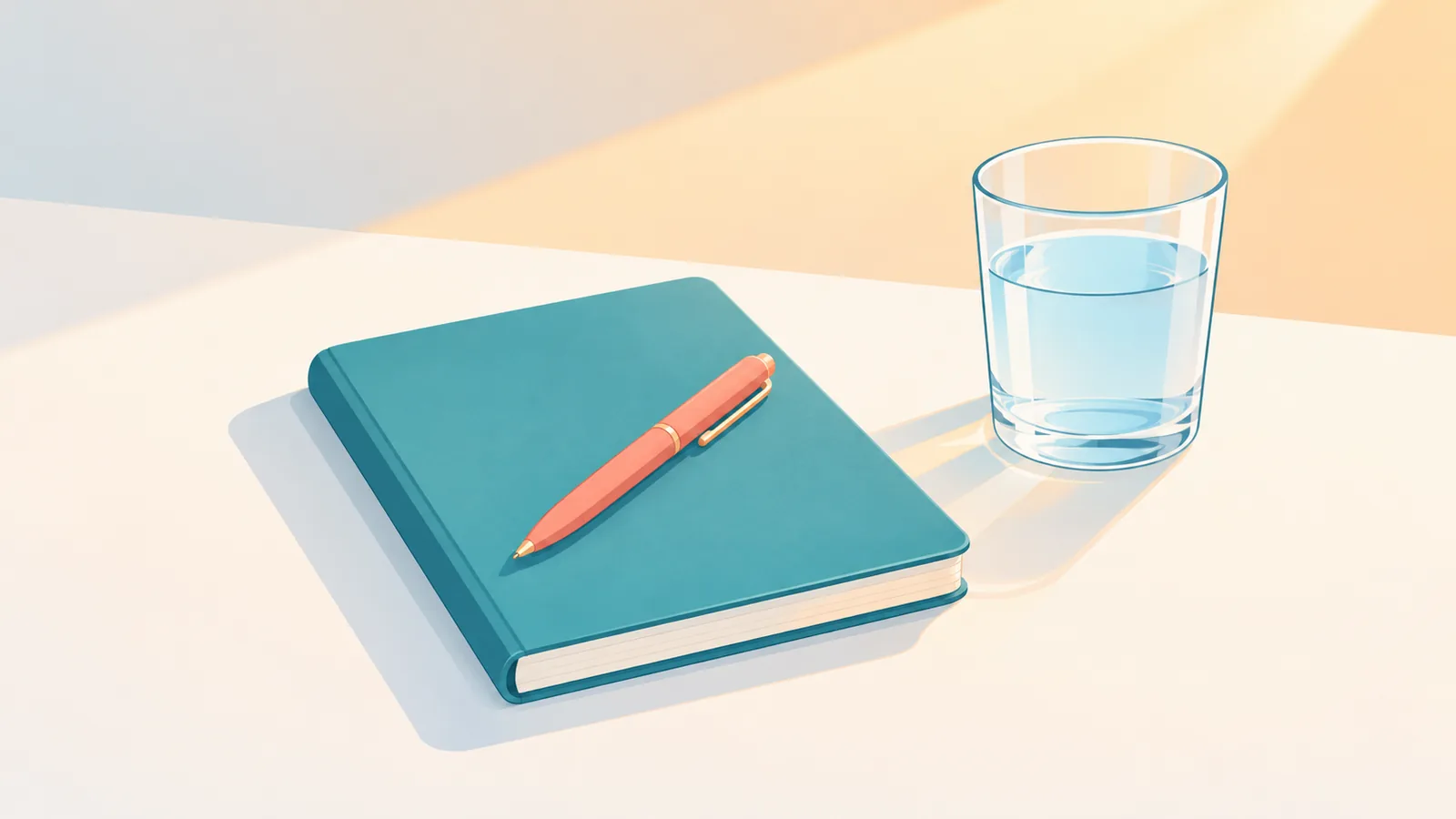 Gesloten notitieboek met een pen op een rustig bureau
