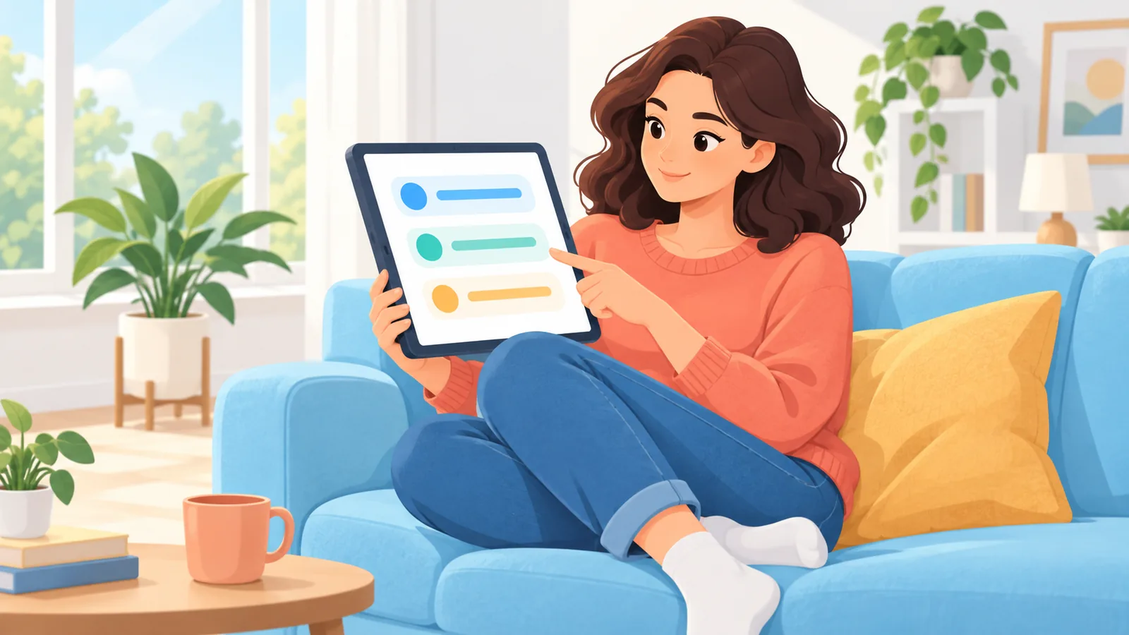 Persoon zoekt antwoorden op een tablet