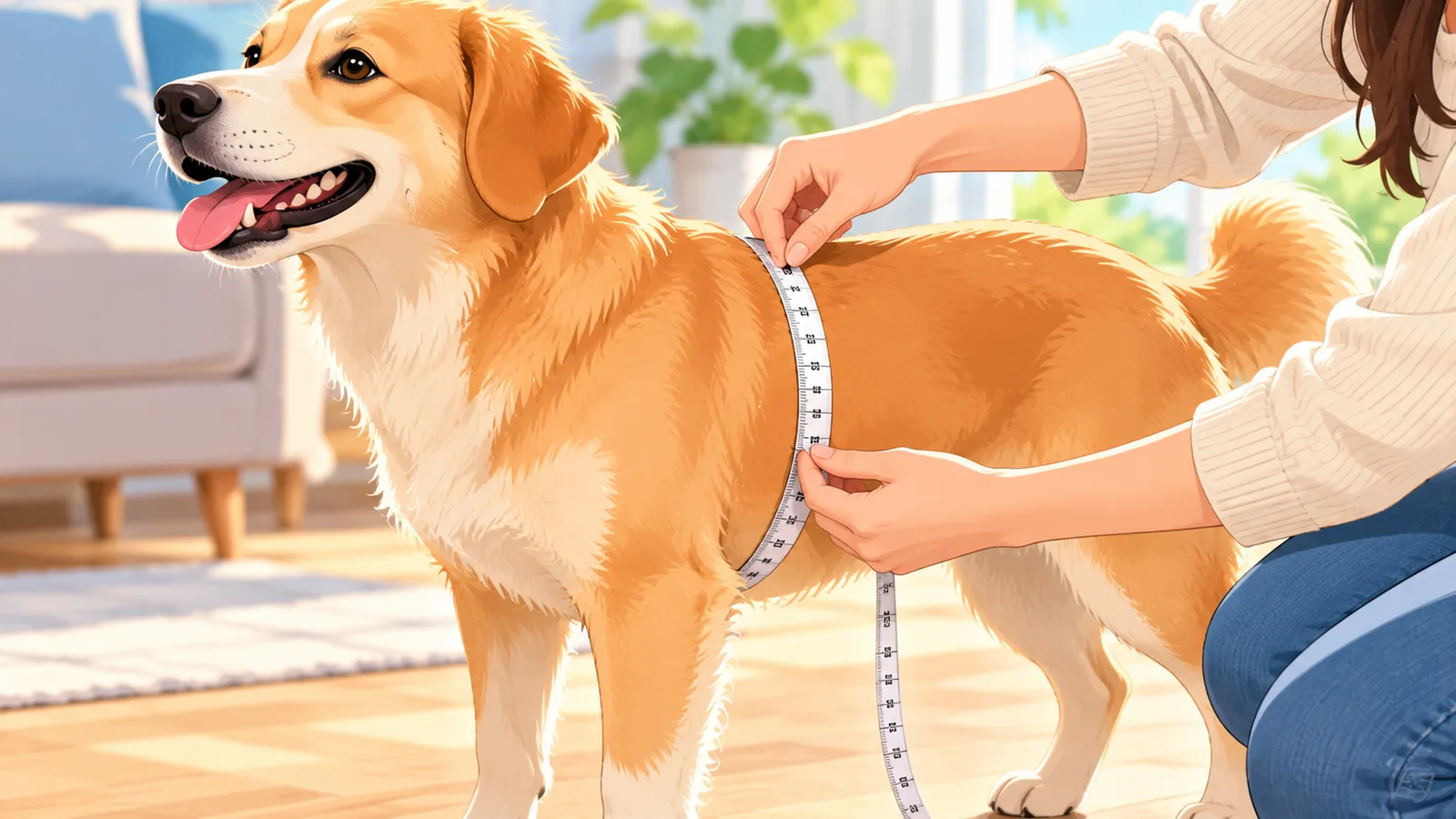 Borstomvang van een hond meten met een zacht meetlint