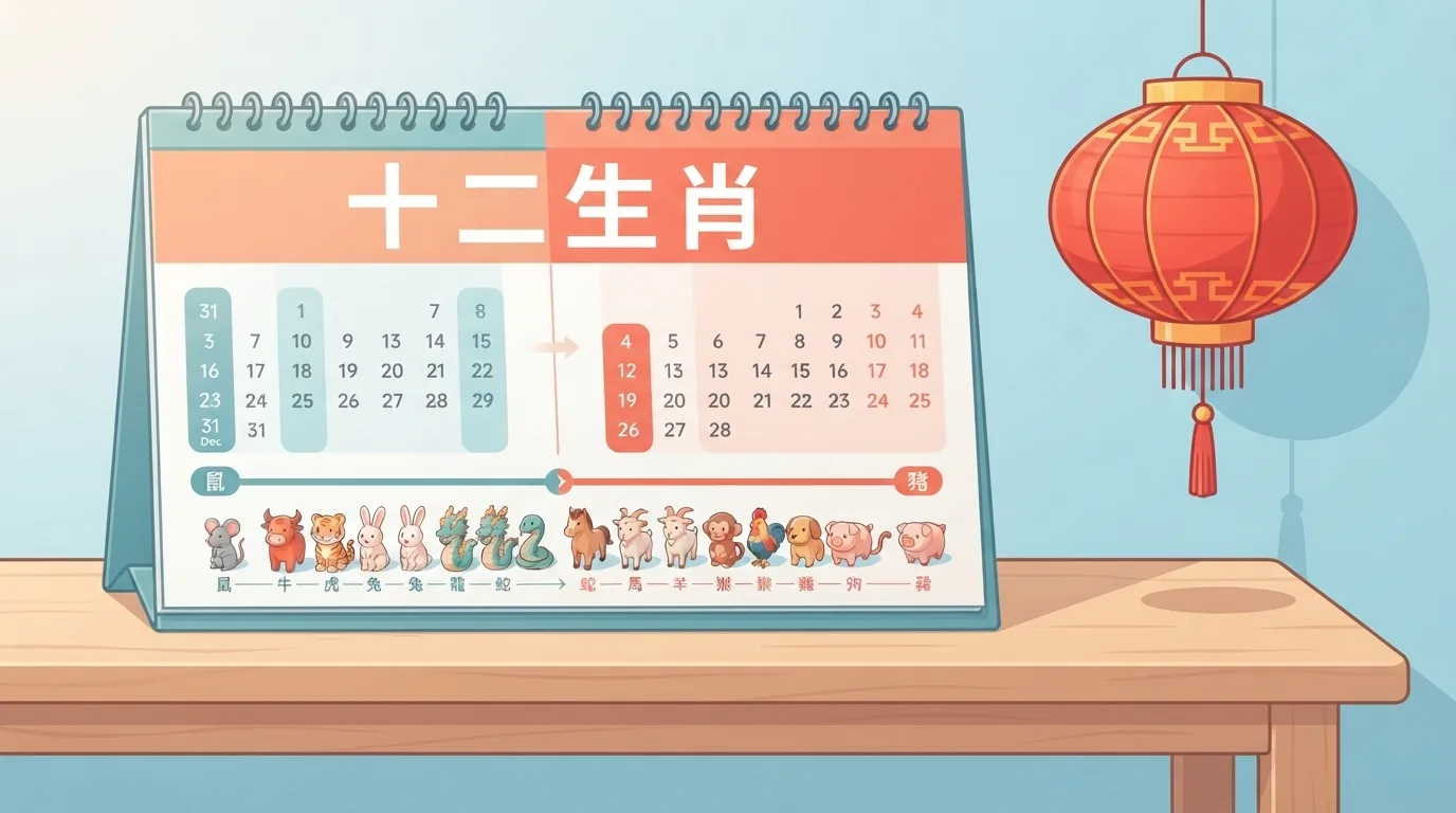 Kalender naast een rode papieren lantaarn