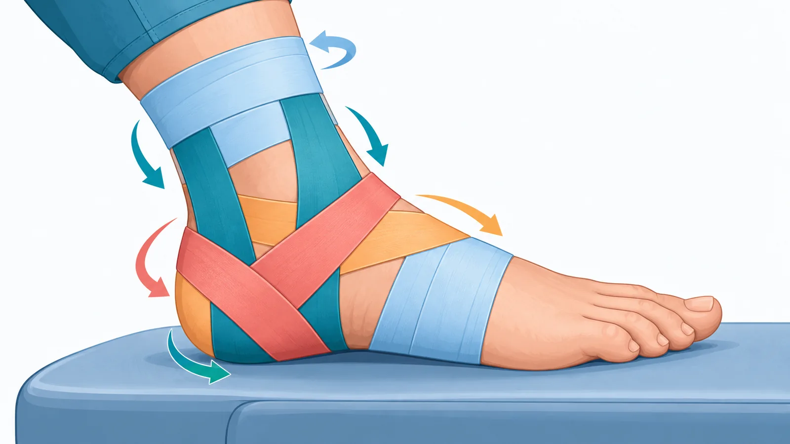 Getapete enkel met stirrups en heel locks