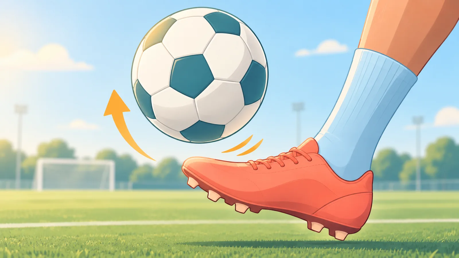 Voetbal vlak boven de voet tijdens het jongleren