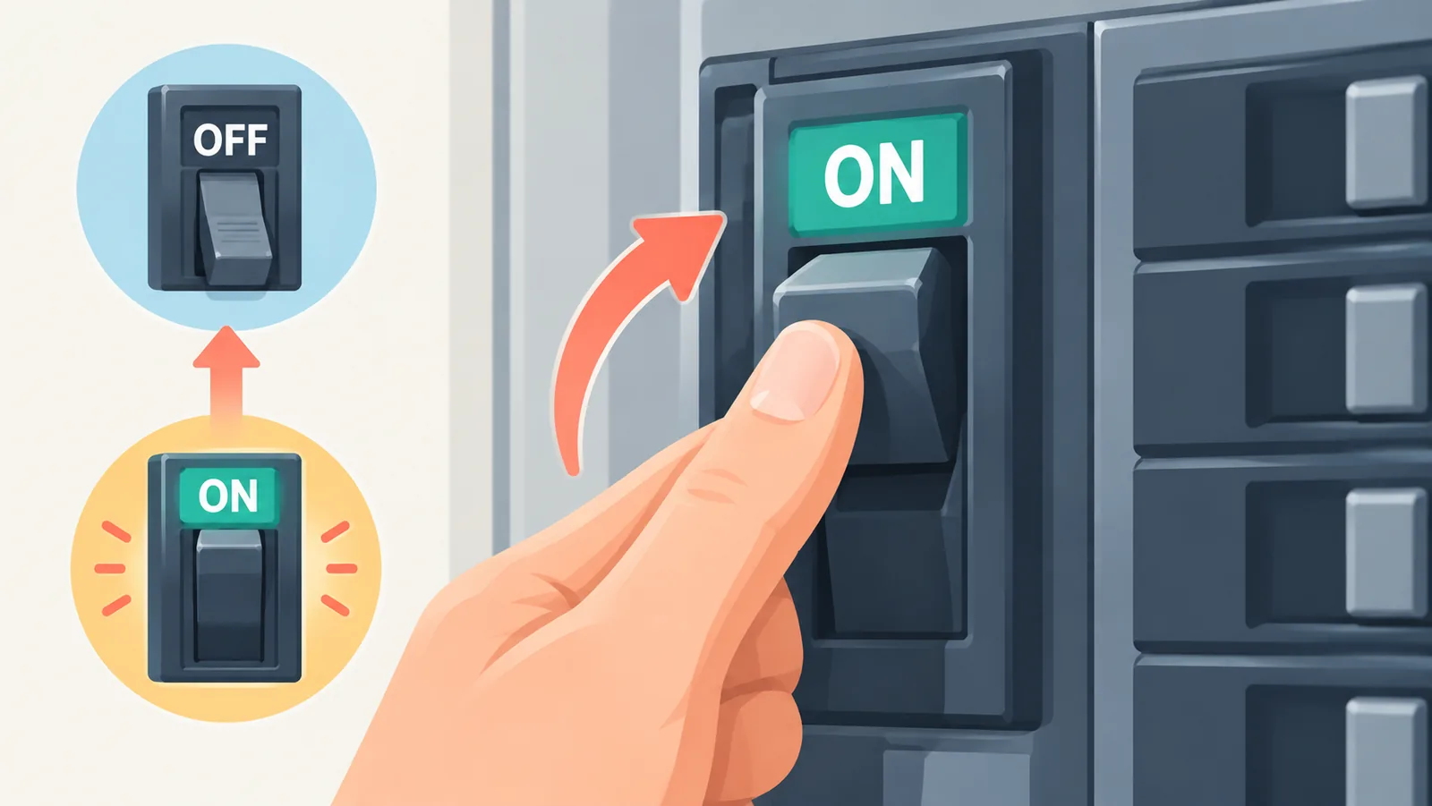 Handel van een automaat wordt van OFF naar ON gezet
