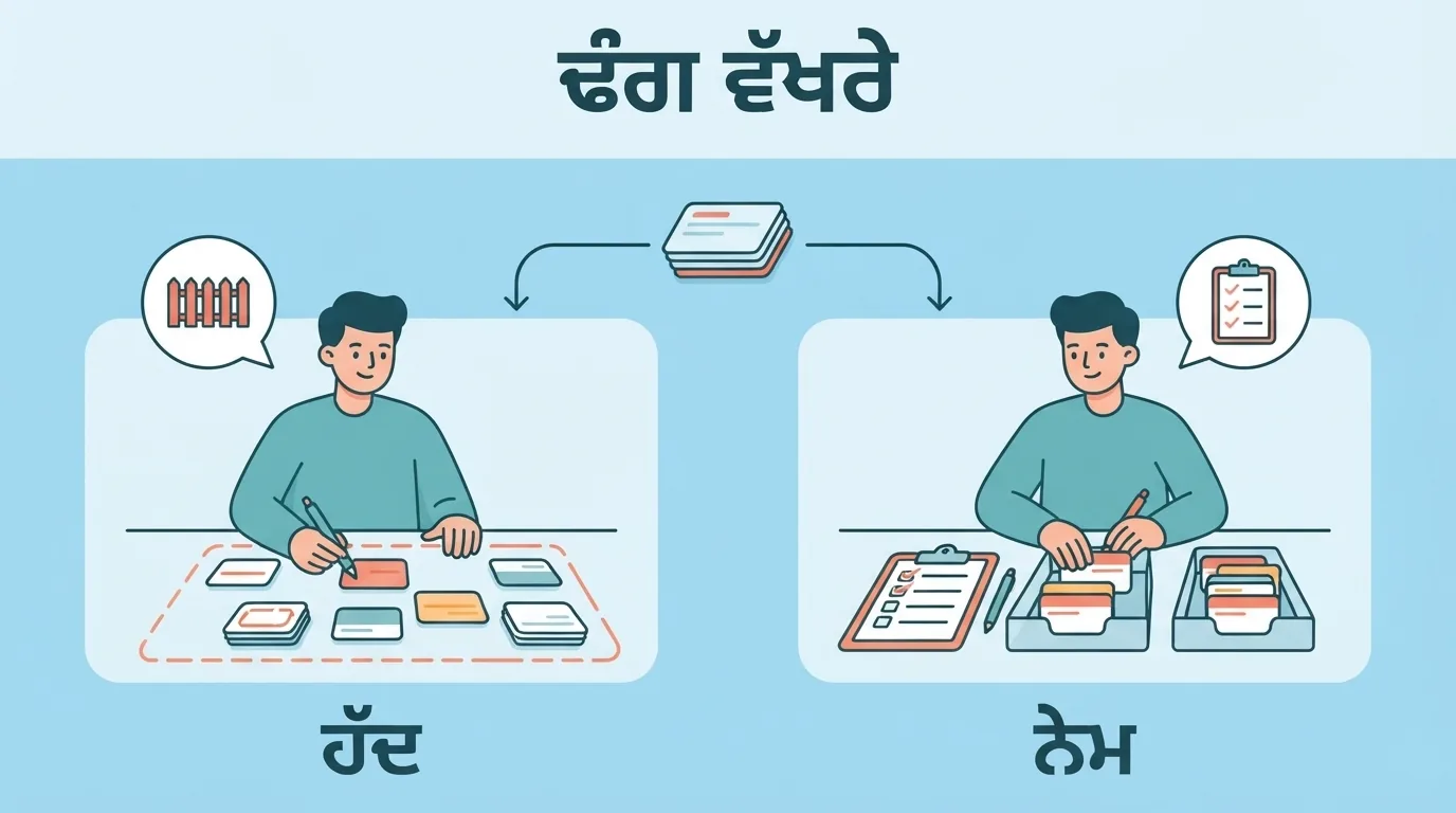 ਇੱਕੋ ਕੰਮ ਦੇ ਬੋਝ ਲਈ ਆਪਣੀ ਹੱਦ ਸਪਸ਼ਟ ਕਰਨ ਅਤੇ ਸਾਂਝੇ ਨੇਮਾਂ ਅਨੁਸਾਰ ਕੰਮ ਵੰਡਣ ਦੇ ਦੋ ਤਰੀਕੇ