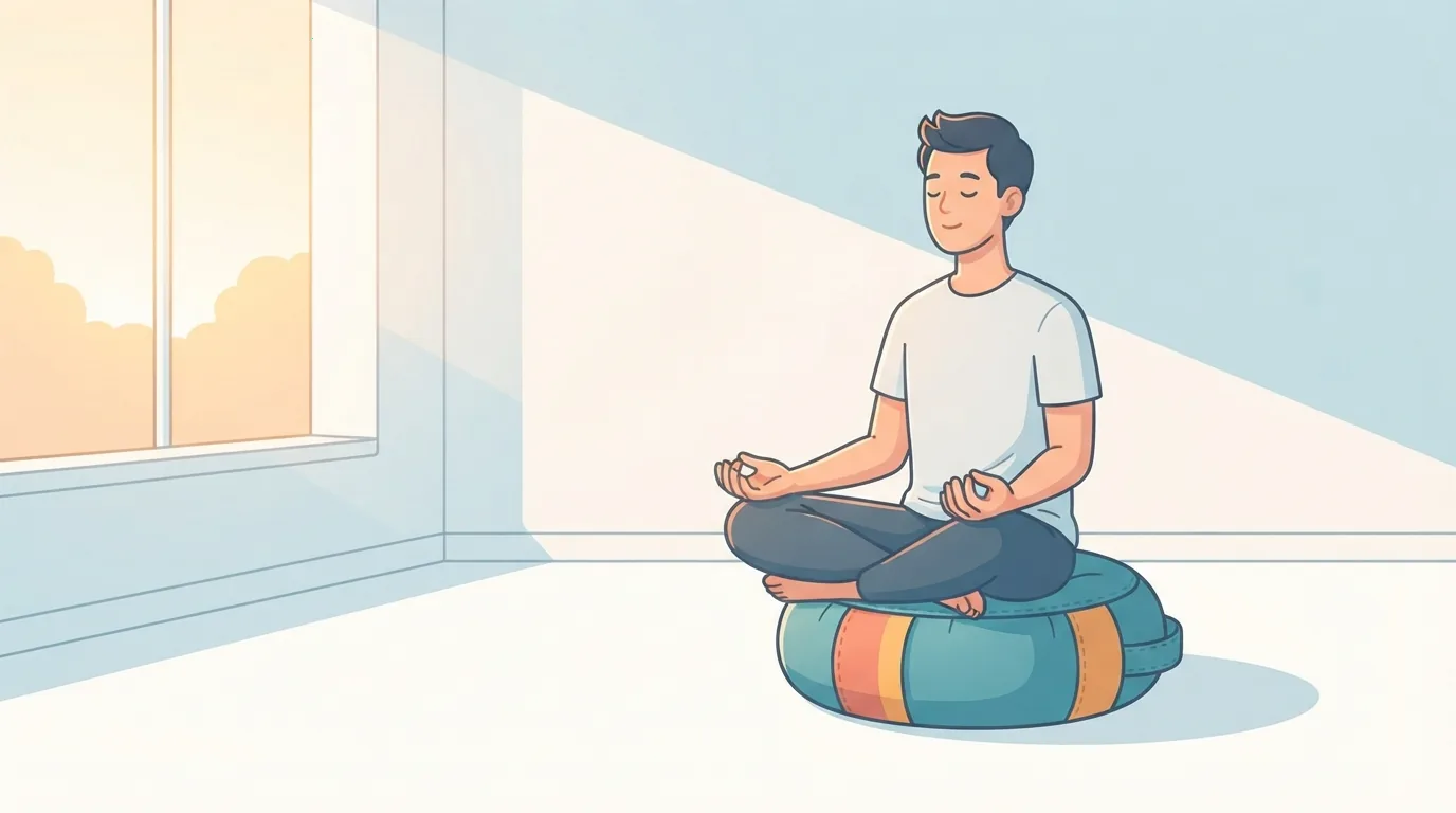ਘਰ ਦੇ ਕੋਨੇ ਵਿੱਚ ਧਿਆਨ ਲਈ ਰੱਖੀ ਗੱਦੀ