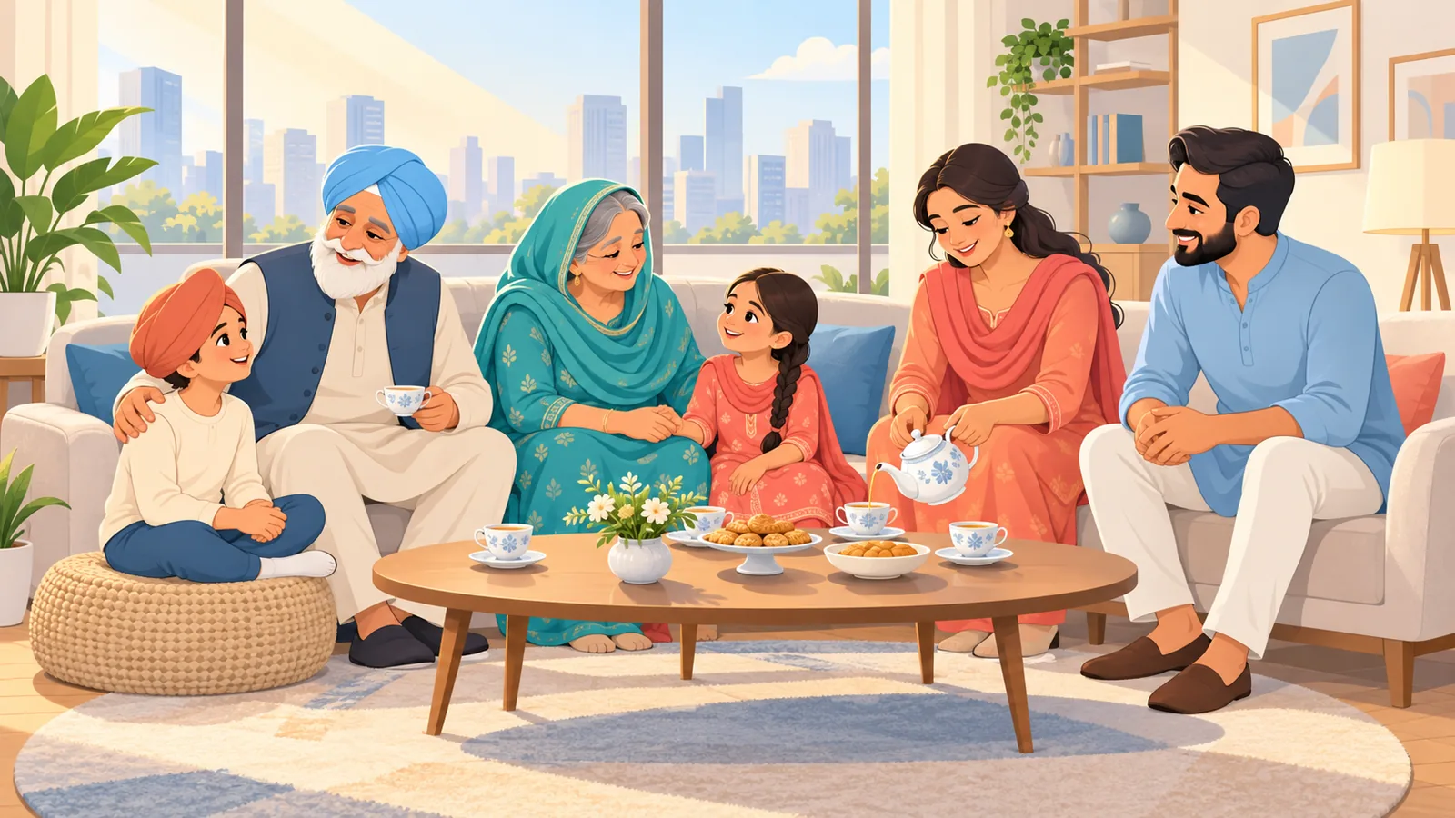 ਚਾਹ ਪੀਂਦਾ ਪੰਜਾਬੀ ਪਰਿਵਾਰ
