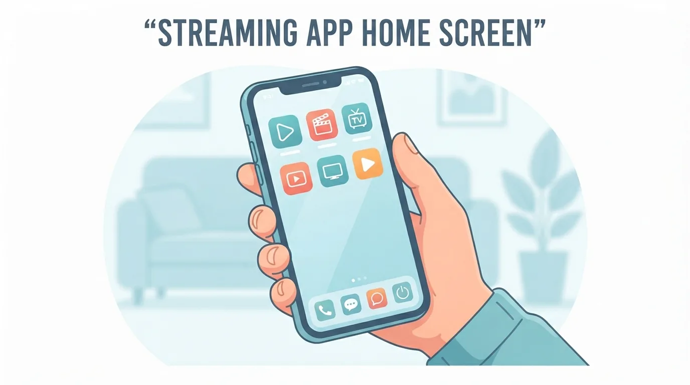 Smartfon z aplikacjami streamingowymi na ekranie