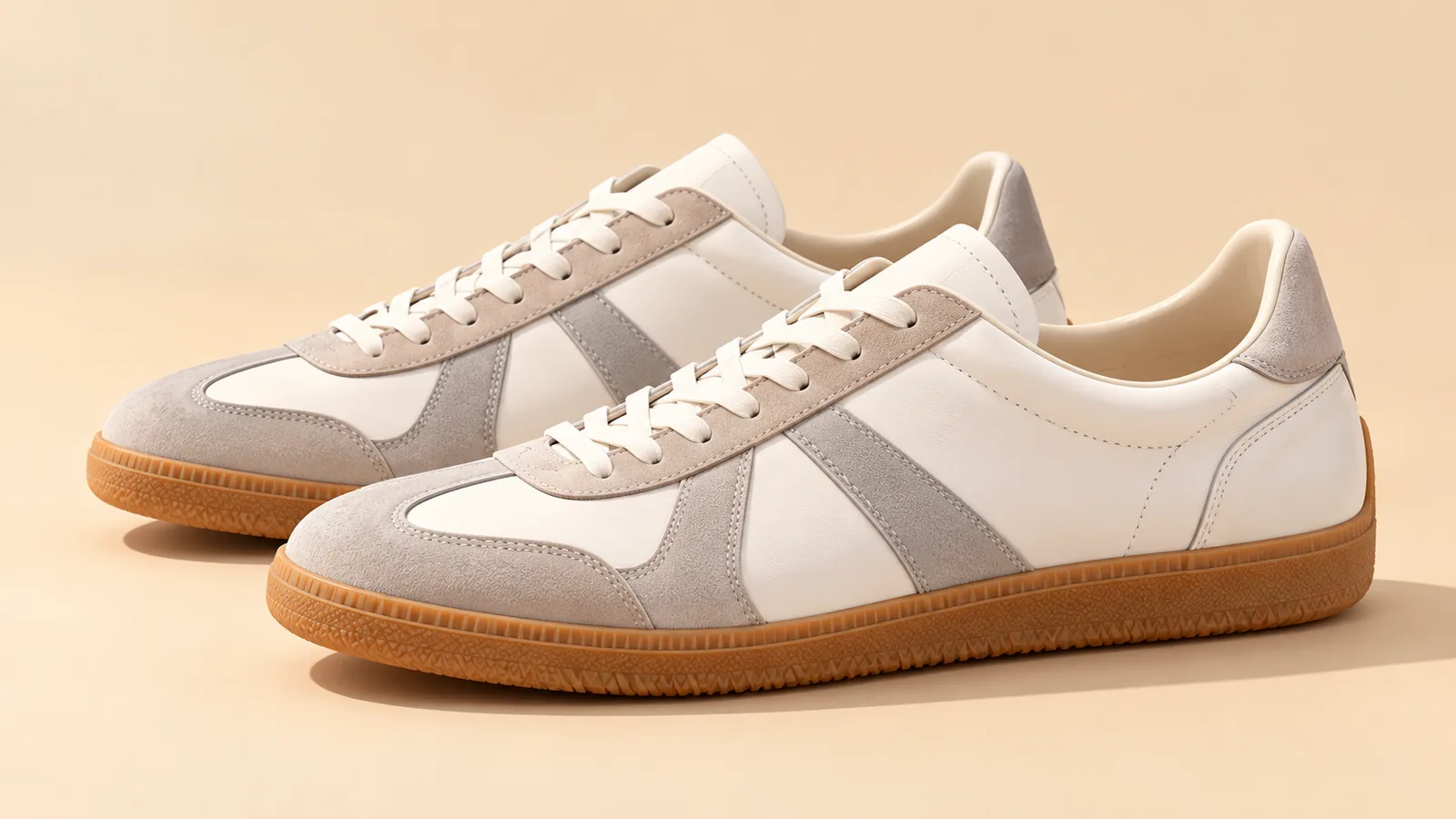 Retro sneakersy ze skórzaną cholewką i podeszwą z gumy
