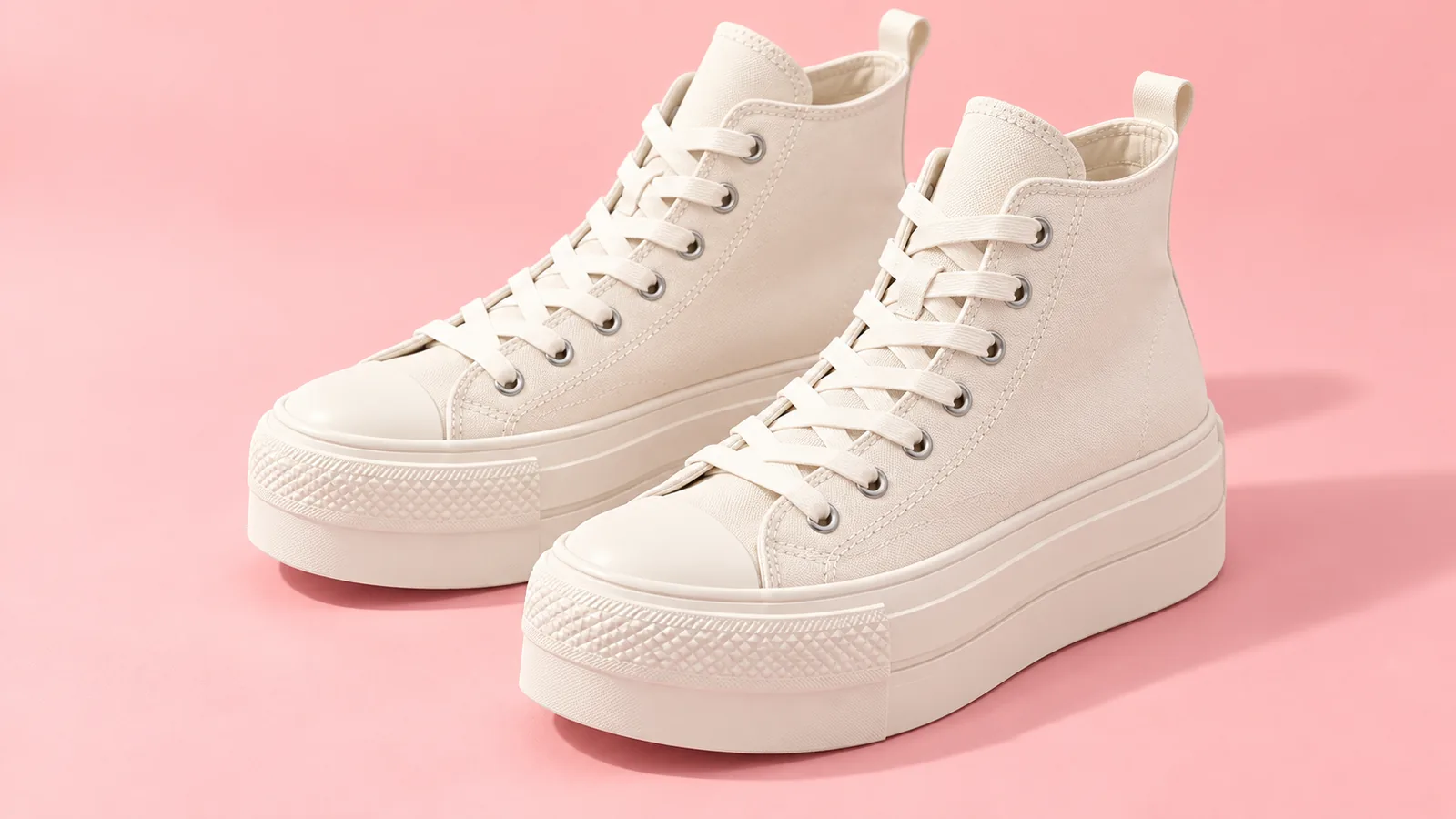 Wysokie płócienne sneakersy na platformie