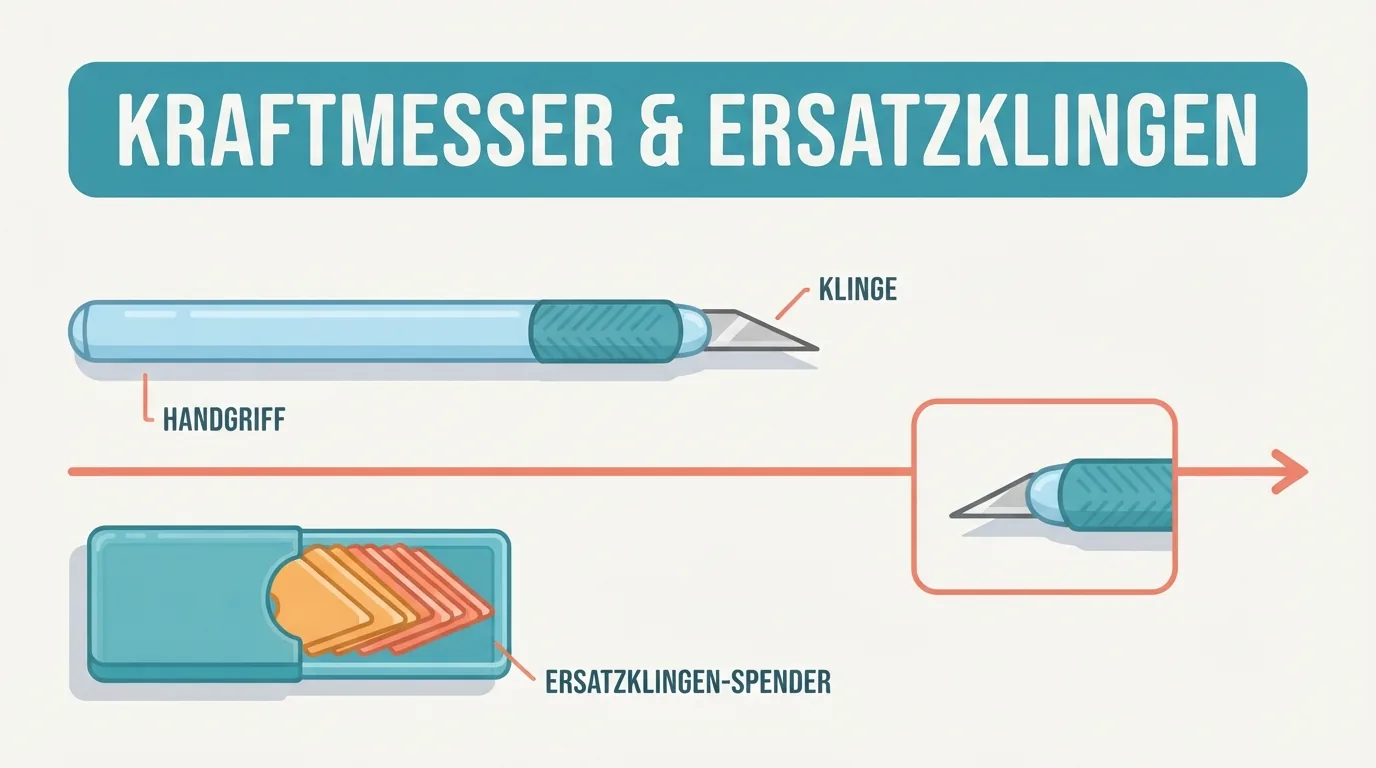 Prosty nóż pisakowy z zapasem ostrzy i kasetką
