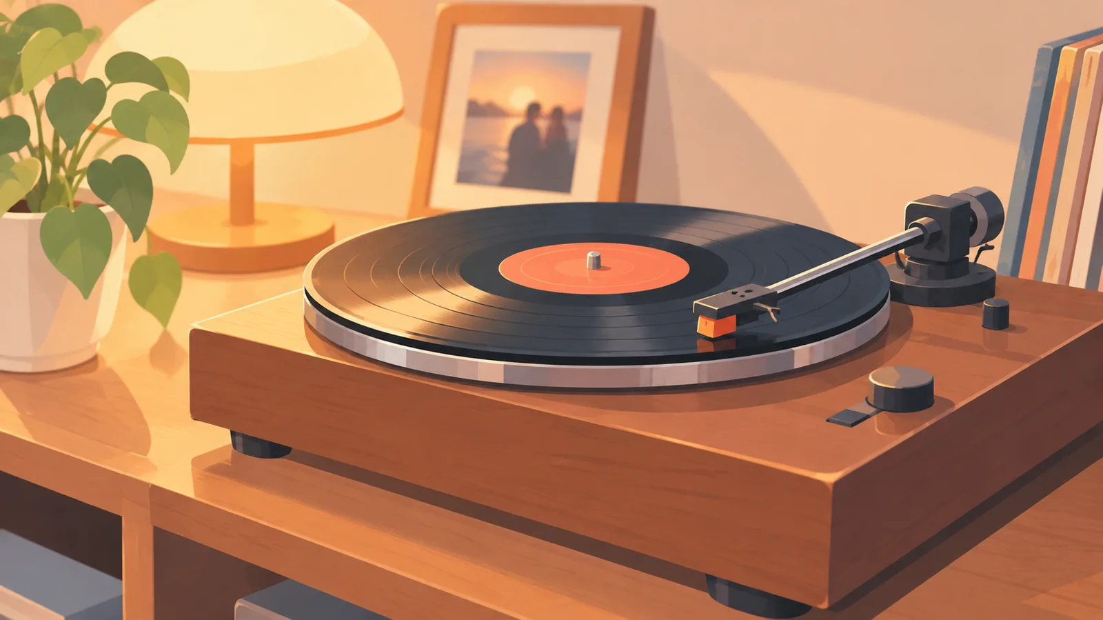 Gramofon odtwarzający klasyczną płytę winylową