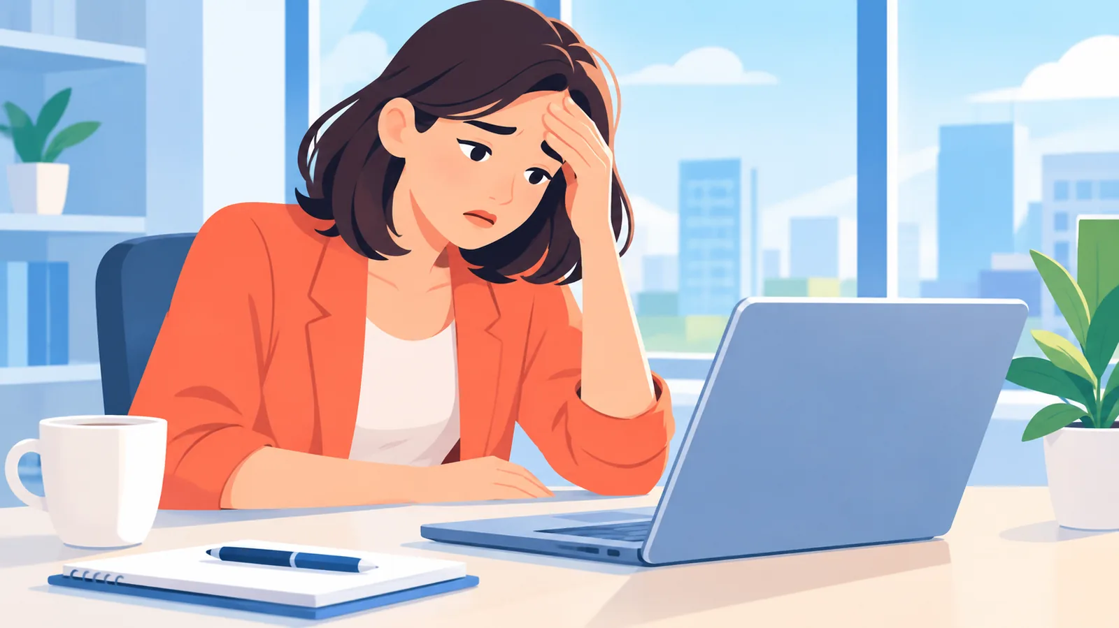 Zmęczona osoba przy biurku w pracy