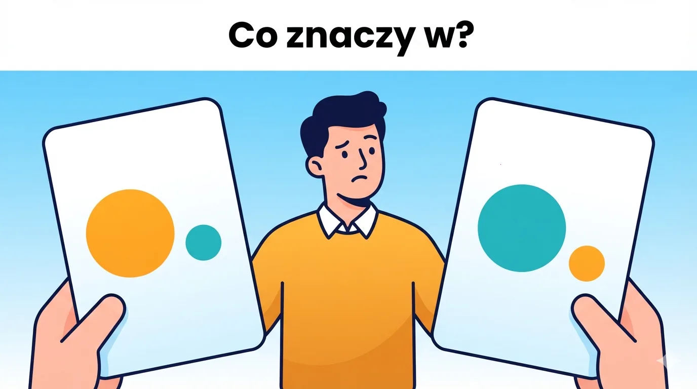 Osoba porównuje dwa zapisy wyniku, zastanawiając się nad różnicą między typem podstawowym a skrzydłem.