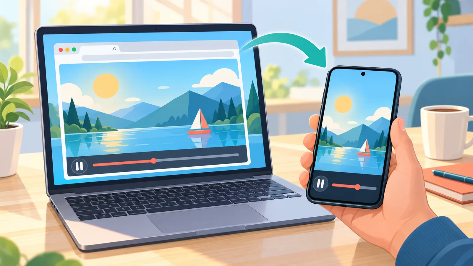 Test odtwarzania próbnego filmu na telefonie i w przeglądarce