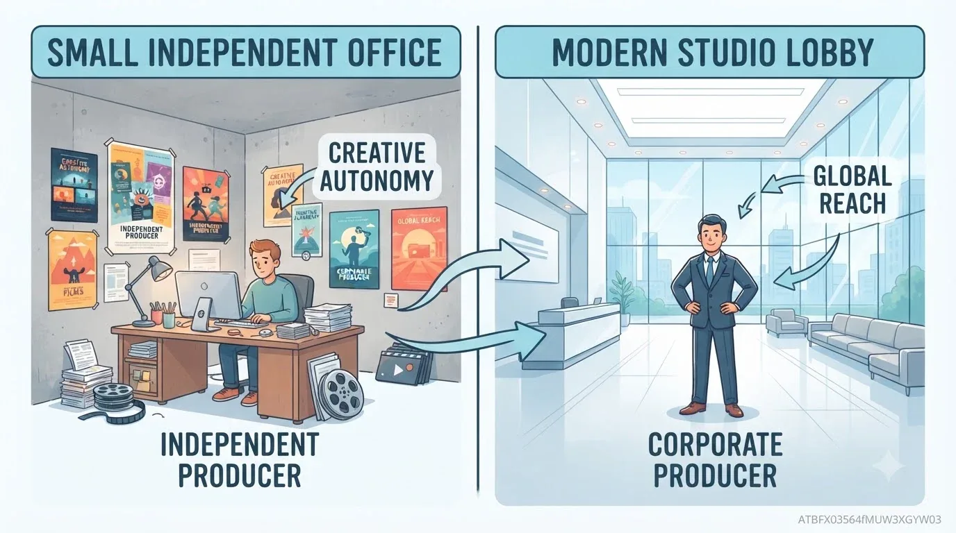 Mãos de um produtor assinando contrato ao lado de uma planilha de orçamento